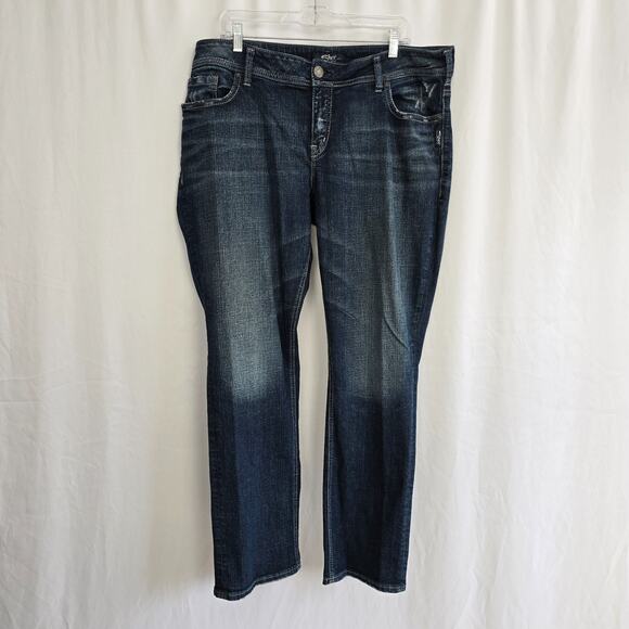 Silver Jeans Denim - Silver Jeans Elyse Straight Women's 16 Blue Dark Wash